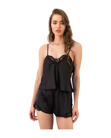  Pijama Din Satin, Black